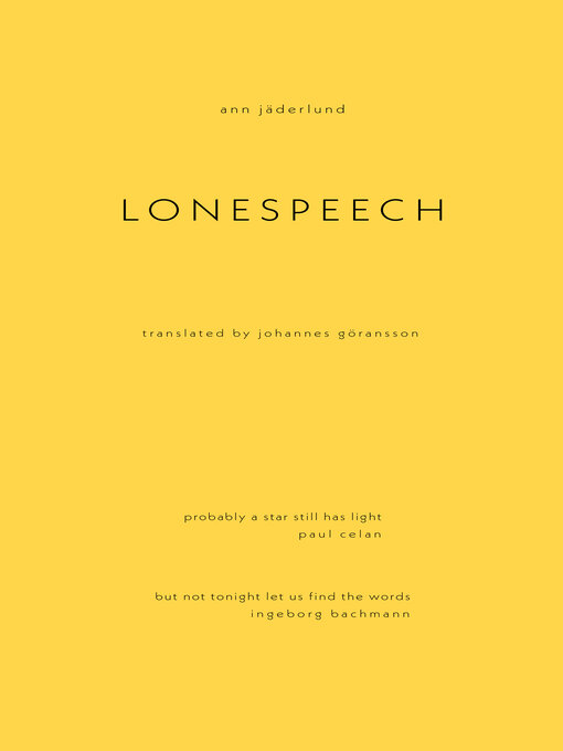 Title details for Lonespeech by Ann Jäderlund - Available
